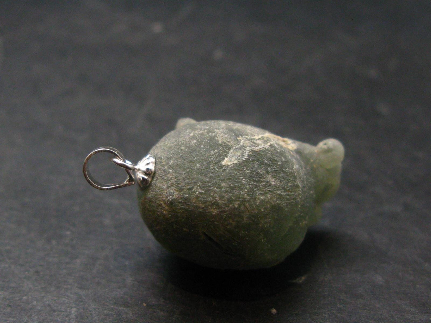 Complete Prehnite Sterling Silver Pendant from Mali - 1.1" - 7.93 Grams