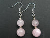 Minimalist and Chic Design - 8mm and 10mm Pastel Rose Quartz Round Beads Dangle Shepherd Hook Earrings