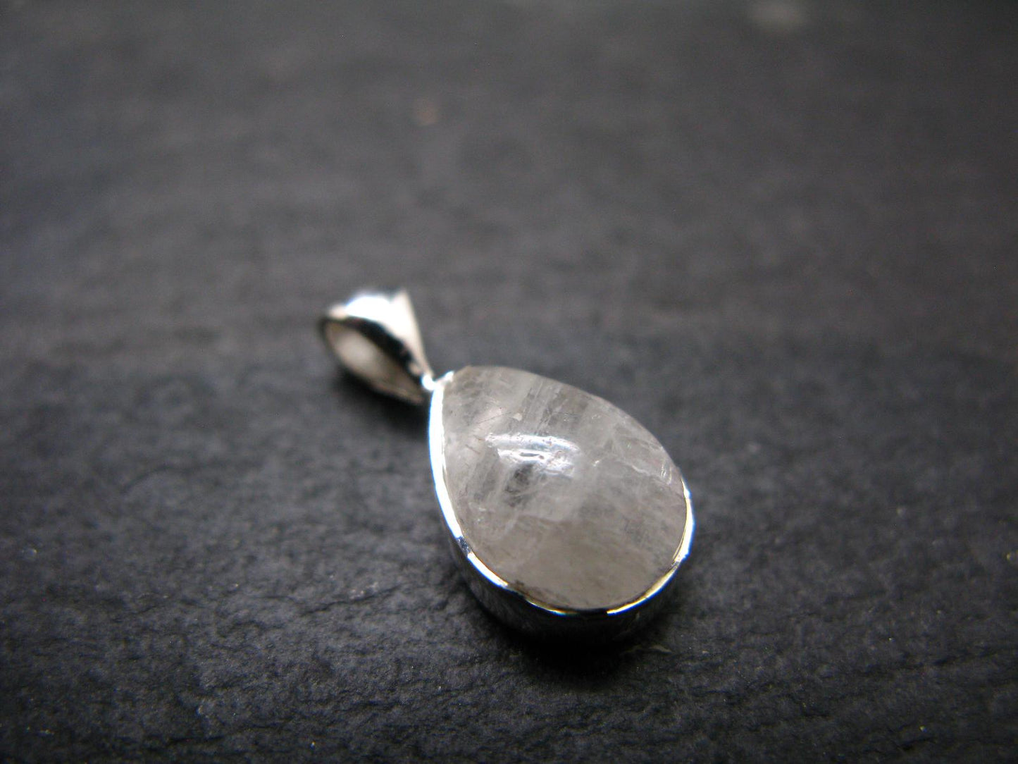 Raw Rare Natrolite Crystal Silver Pendant From Russia - 0.7" - 1.32 Grams