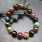 Gem Watermelon Bicolor Tourmaline Genuine Bracelet ~ 7.5 Inches ~ 13mm Round Beads