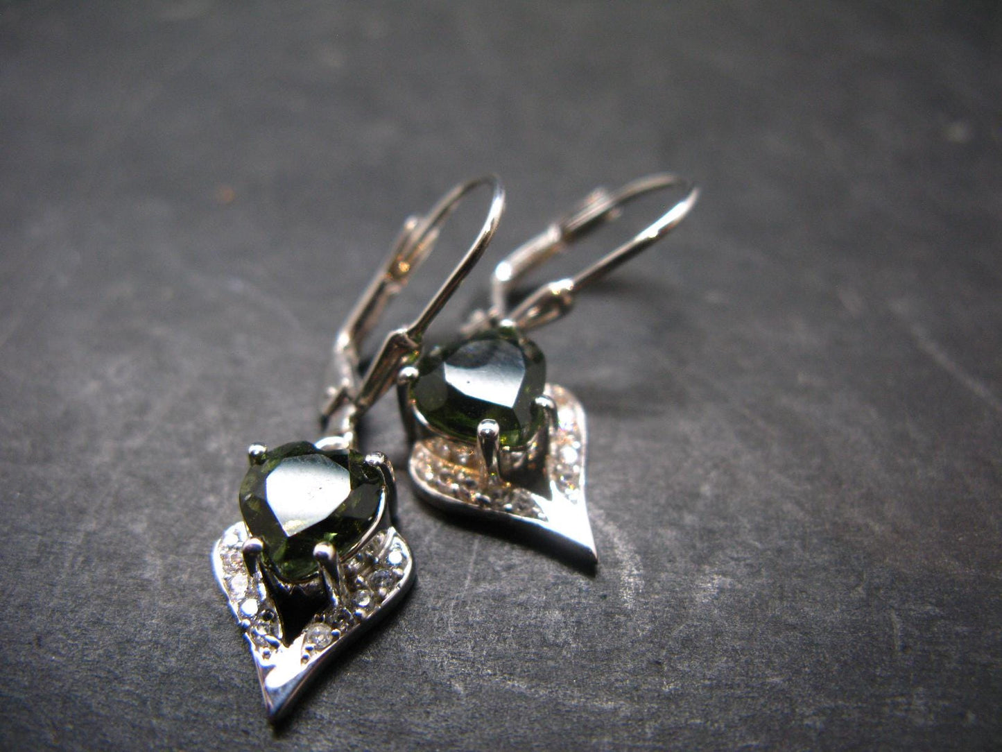 Moldavite Tektite Silver Earrings from Czech Republic - 3.47 Grams