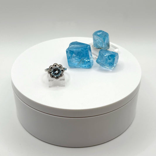 Sky Blue Topaz Sterling Silver Floral Ring – Natural Topaz Jewelry - Size 6