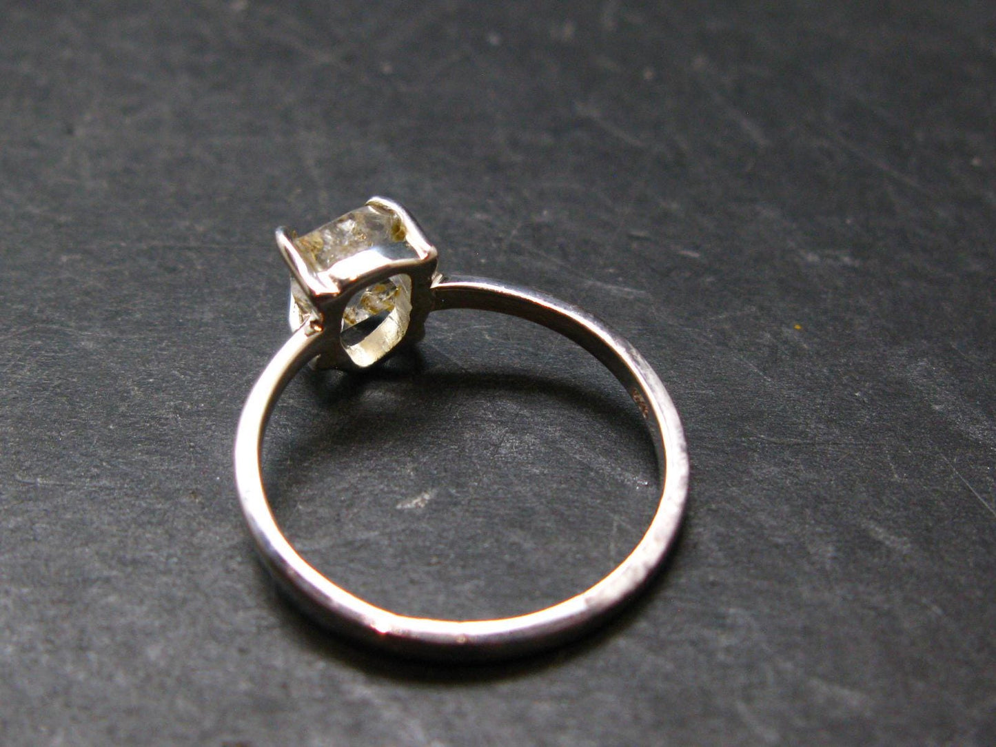 Fine Clear Natural Herkimer Diamond Silver Ring From New York - Size 8 - 2.02 Grams