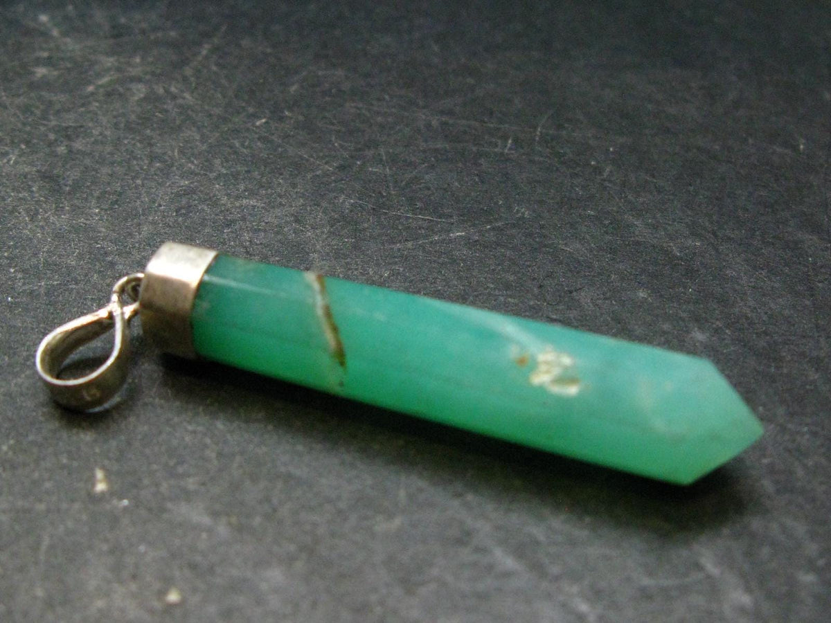 Chrysoprase Silver Pendant From Australia - 2.2" - 6.42 Grams