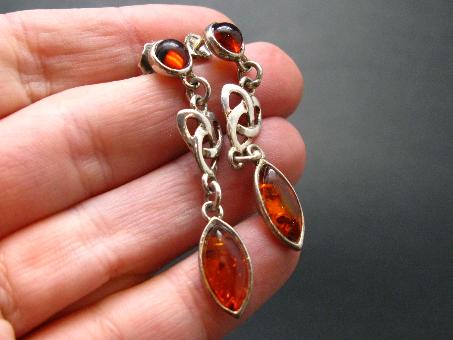 Nature’s Time Capsule!! Natural Cognac Color Baltic Amber 925 Silver Stud Earrings