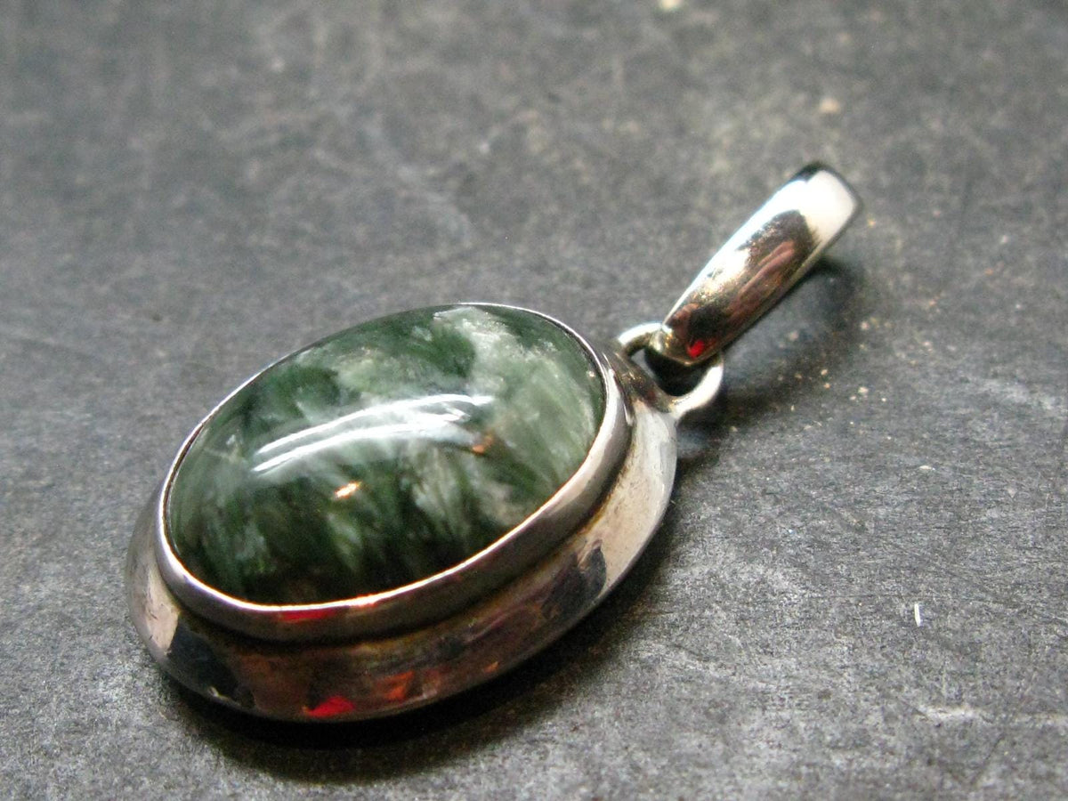 Seraphinite Clinochlore Silver Pendant From Russia - 1.3''
