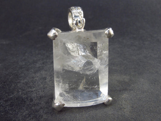 Genuine Clear Manifestation Quartz Sterling Silver Pendant from Brazil - 1.3" - 15.8 Grams