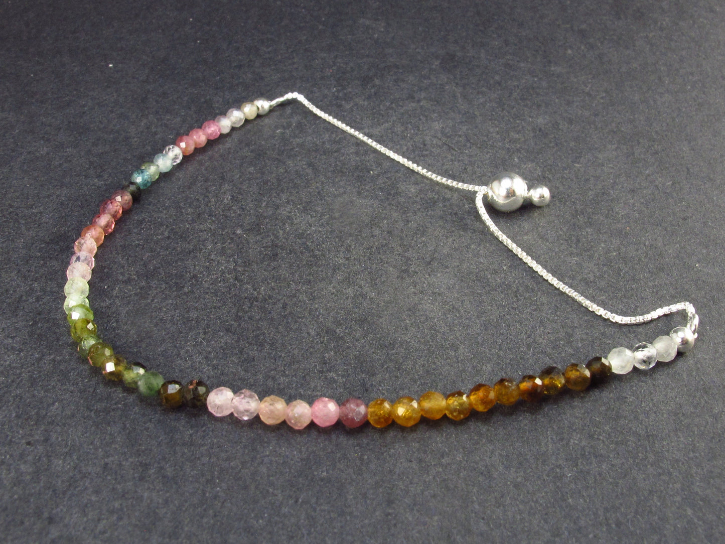 Watermelon Tourmaline Silver Bracelet From Brazil - Size Adjustable - 2.84 Grams