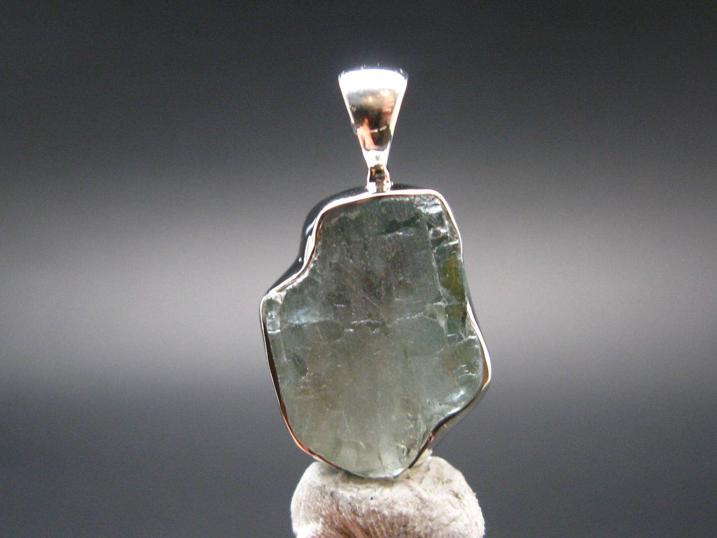 Blue Zircon Gem Crystal Silver Pendant From Cambodia - 1.1" - 5.32 Grams