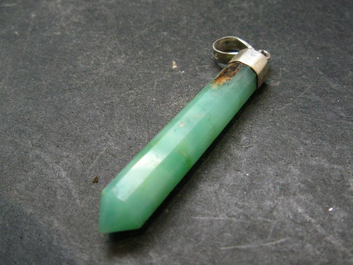 Chrysoprase Silver Pendant From Australia - 2.2" - 5.12 Grams