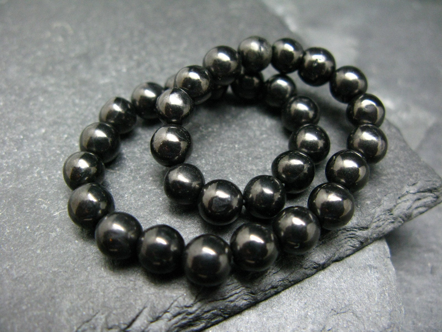 Elite Noble Shungite Genuine Bracelet ~ 7 Inches ~ 6mm Round Beads