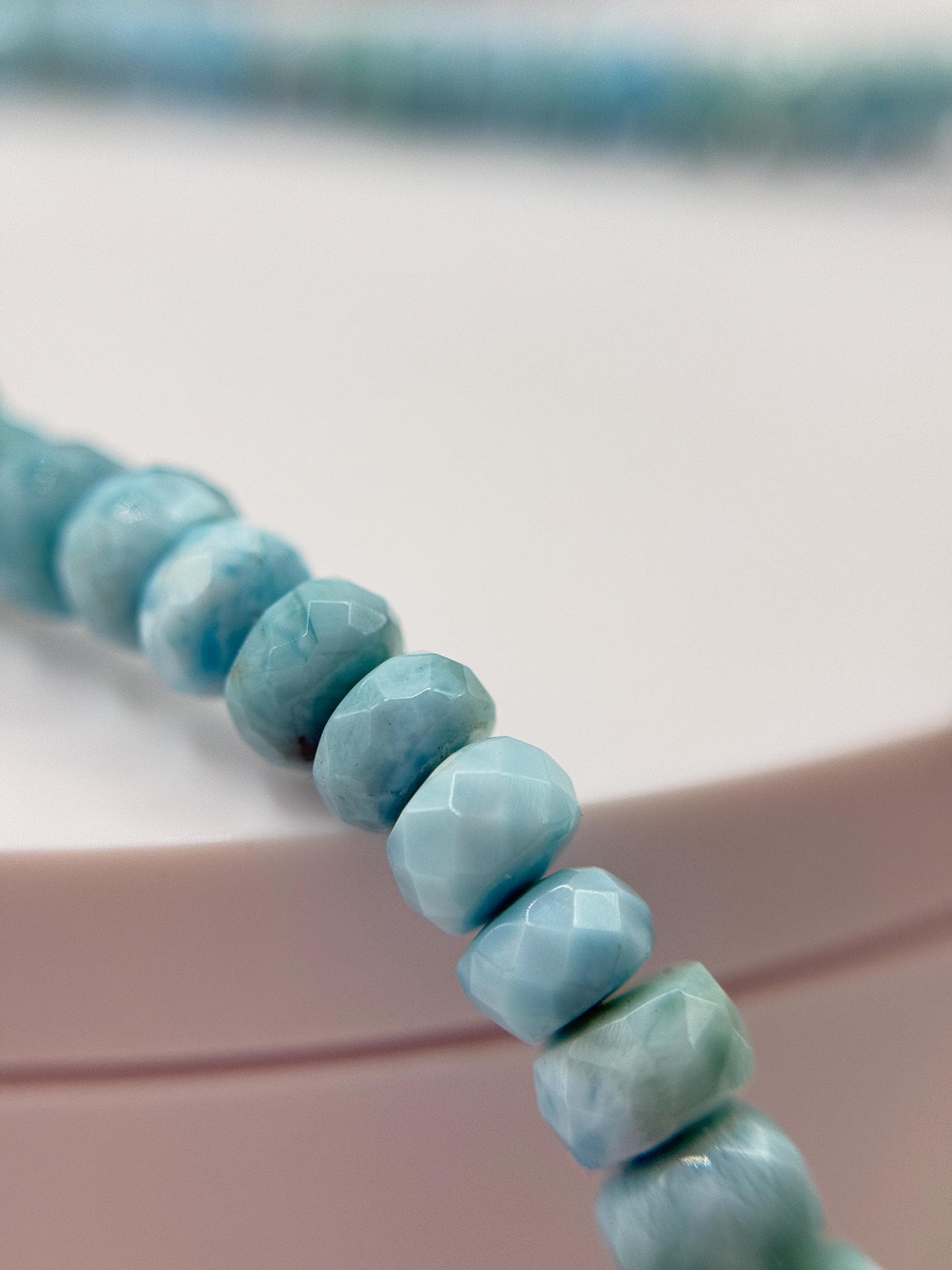 Blue Larimar Bead Necklace Natural Gemstone Necklace Ocean Style Jewelry Gift