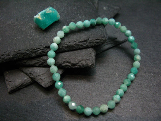 Emerald Genuine Bracelet ~ 7 Inches ~ 5mm Round Facetted Beads