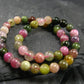 Watermelon Bicolor Tourmaline Genuine Bracelet ~ 7 Inches ~ 4mm Round Beads
