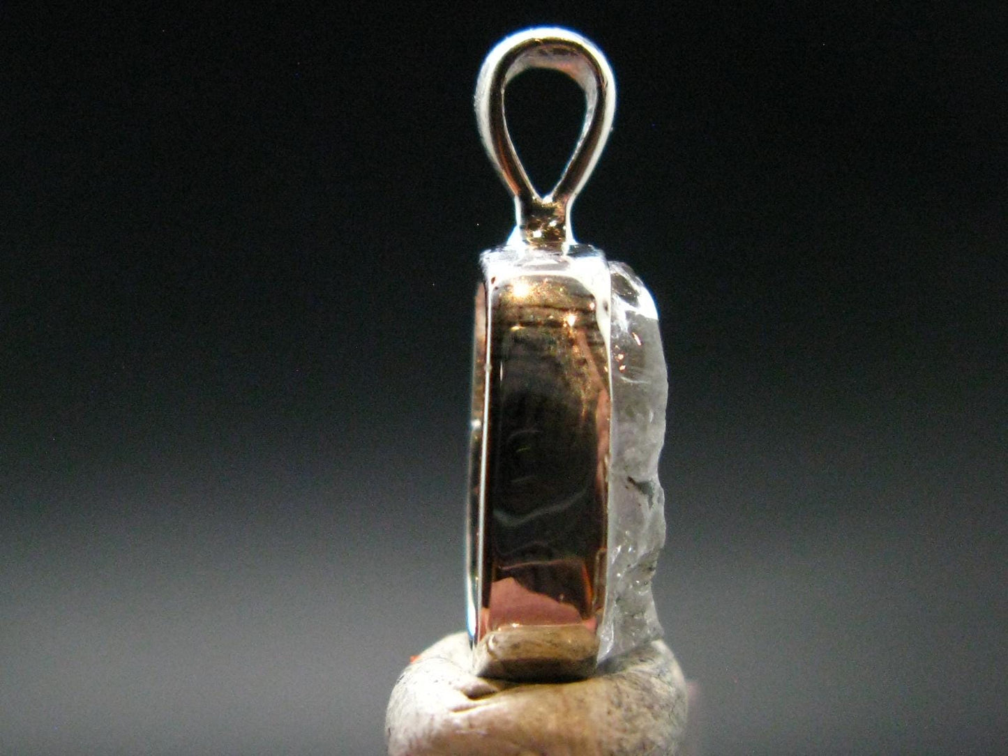 Gray Herderite Silver Pendant from Africa - 0.7" - 1.15 Grams