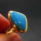 Genuine Turquoise Sterling Silver Gold Plated Ring Adjustable Size7.5 - 5.11 Grams