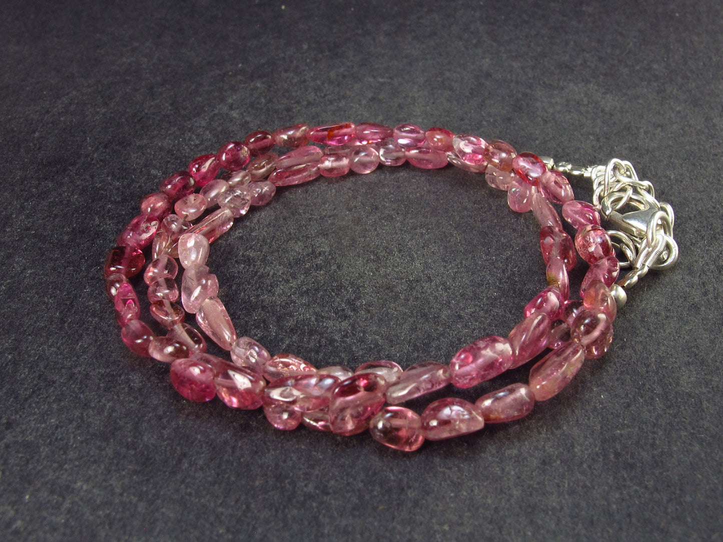 Lightweight Tumbled Pink Tourmaline Tiny Beads Necklace from Brazil - 19" - 8.2 Grams
