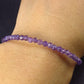 Natural Faceted Round Beads Amethyst 925 Silver Bracelet - Size Adjustable - 2.86 Grams