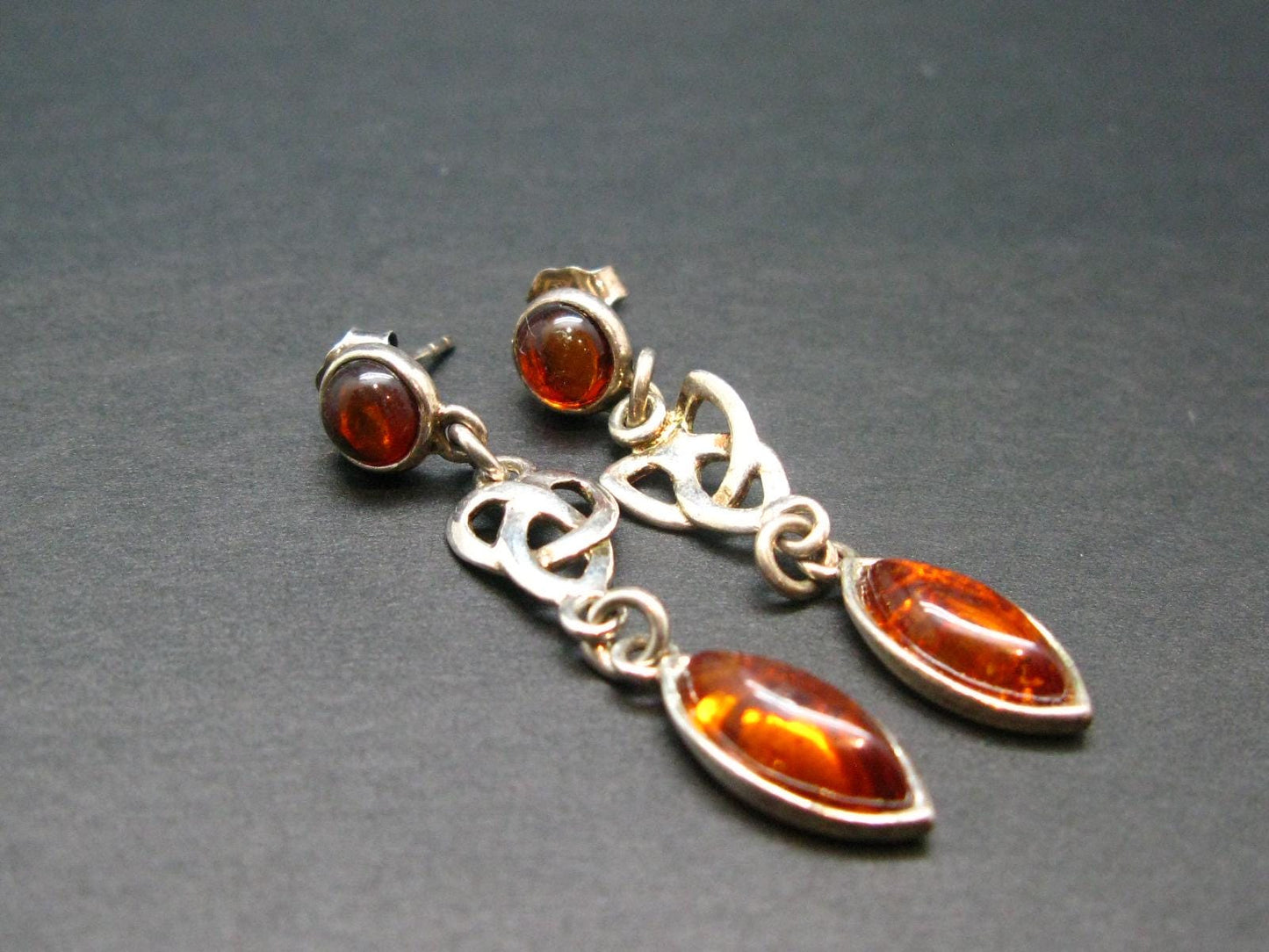Nature’s Time Capsule!! Natural Cognac Color Baltic Amber 925 Silver Stud Earrings