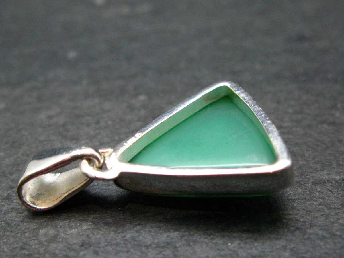 Rich Green Chrysoprase Silver Pendant From Australia - 1.0" - 3.05 Grams