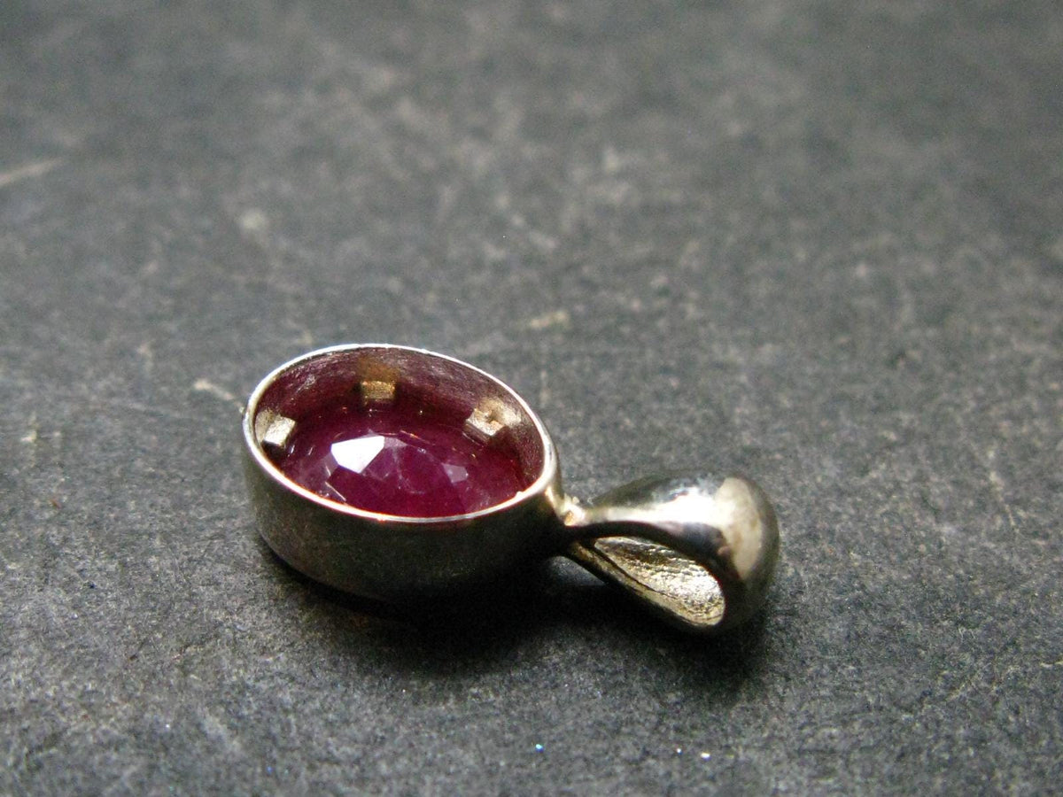 Ruby Crystal Silver Pendant from Africa - 0.5" - 0.68 Grams