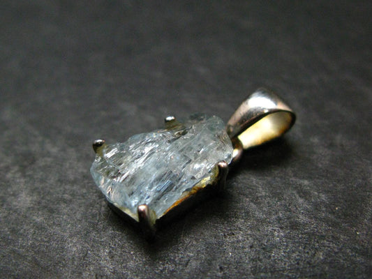 Fantastic Gemmy Aquamarine Crystal Silver Pendant From Brazil - 0.8" - 1.32 Grams