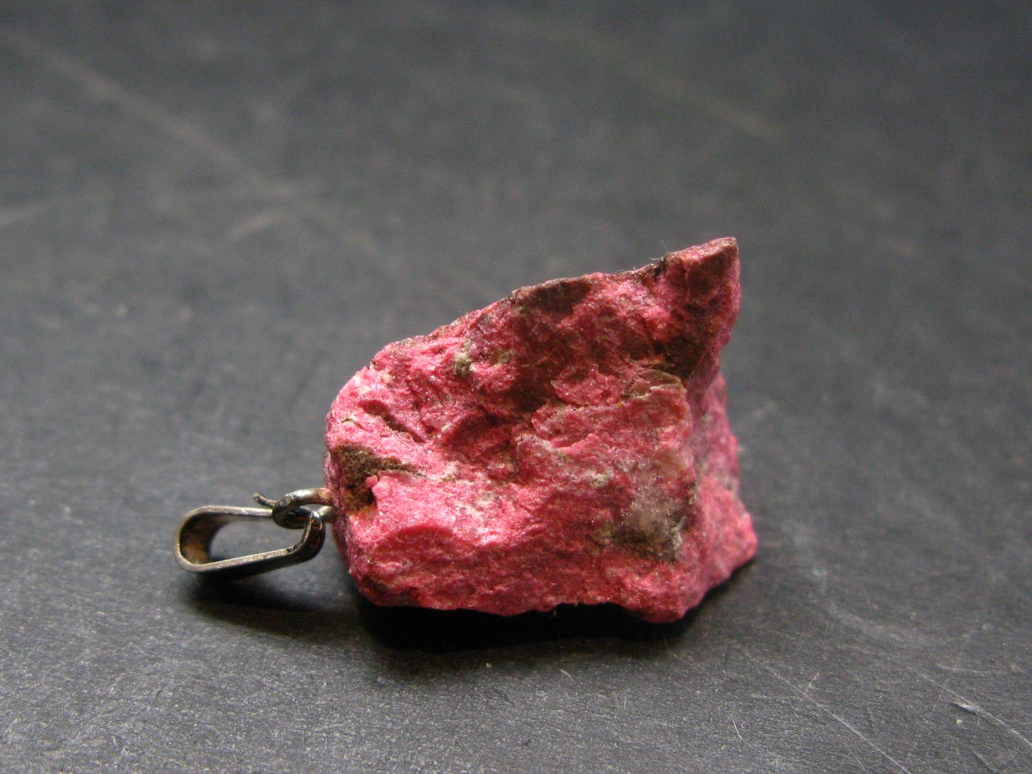 Rosaline Zoisite!! Rare Raw Deep Pink Thulite Silver Pendant From Norway - 1.1"