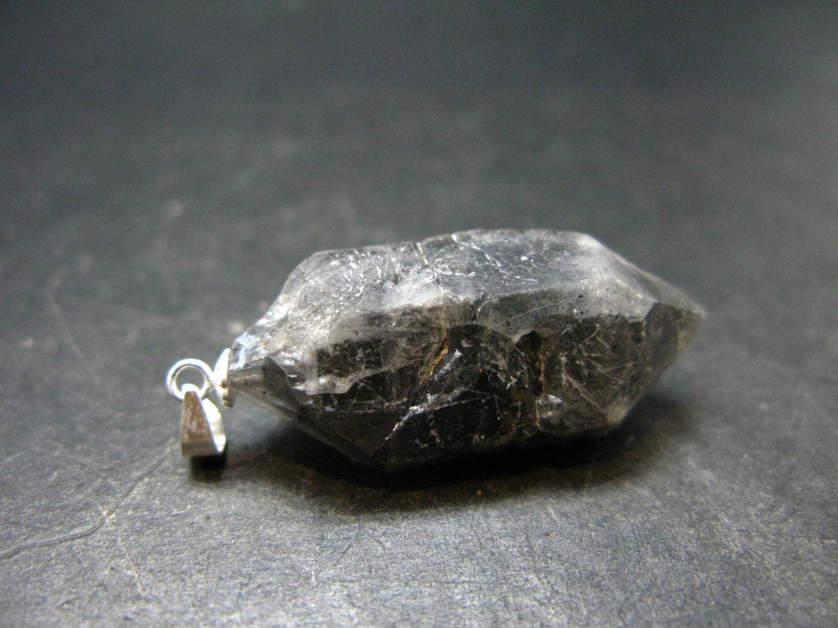 Nice Terminated Tibetan Black Quartz Pendant from Tibet - 1.6" - 7.33 Grams