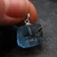 Natural Blue Topaz Crystal Silver Pendant From Russia - 0.7" - 17.70 Carats