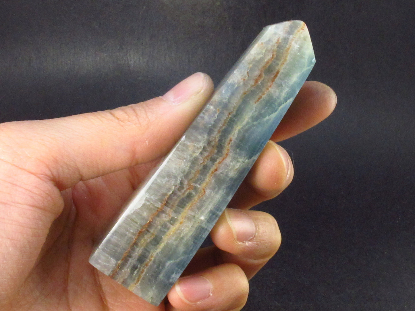 Nice Lemurian Aquatine Blue Calcite Obelisk Pyramid From Argentina - 3.4" - 84.3 Grams