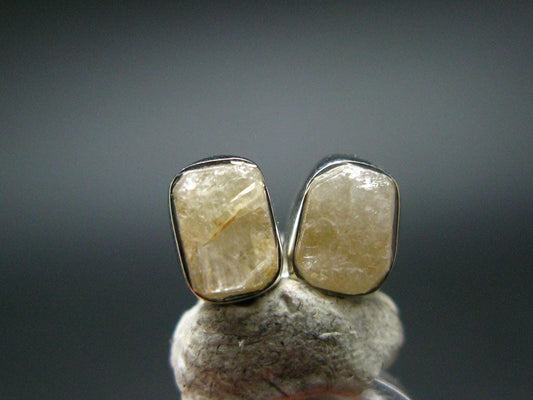 Herderite Stud Earrings Sterling Silver From Brazil - 1.50 Grams