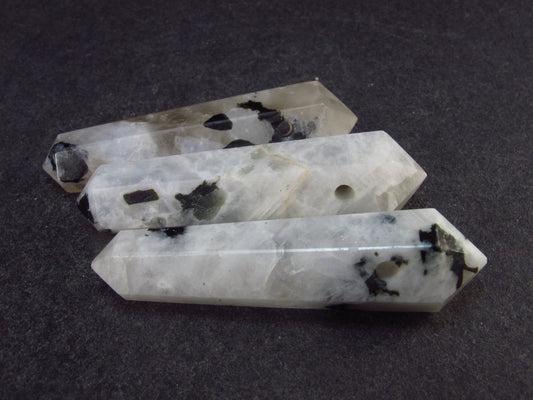 Chandrakanta Moonstone!! Lot of 3 Natural Moonstone Pencil Point Pendants from India