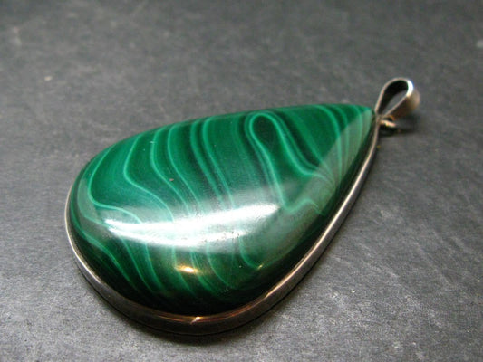 Queen of Green!! Genuine Vivid Vibrant Green Malachite Sterling Silver Pendant - 2.8" - 52.59 Grams
