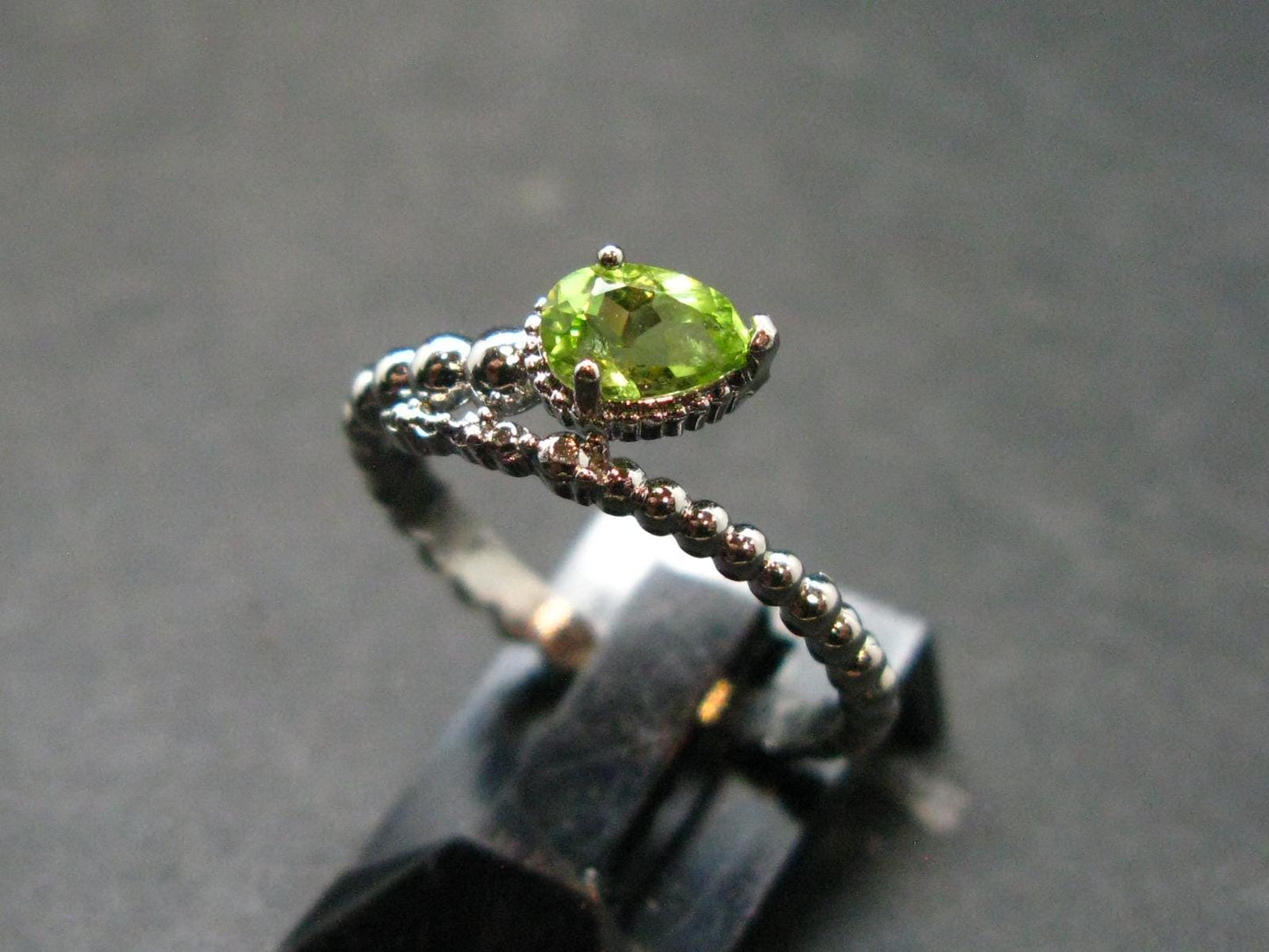 Natural Faceted Peridot Olivine Ring - 1.51 Grams - Size adjustable