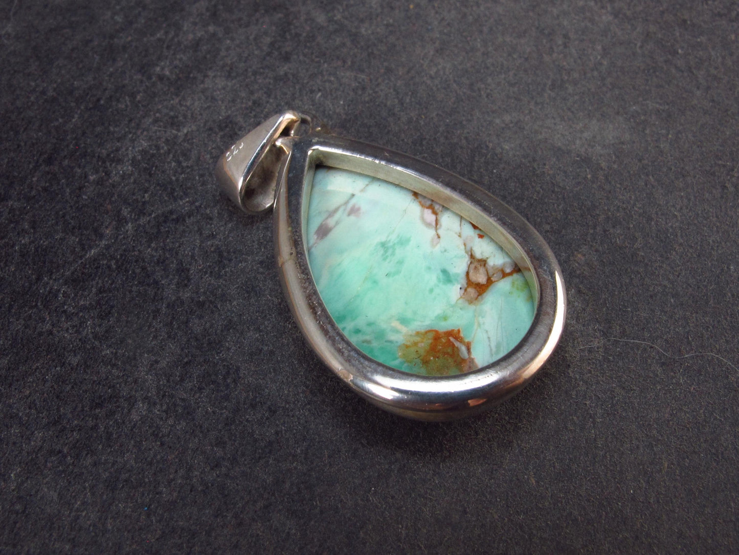 Rare Variscite Sterling Silver Pendant from Utah - 1.5" - 6.80 Grams