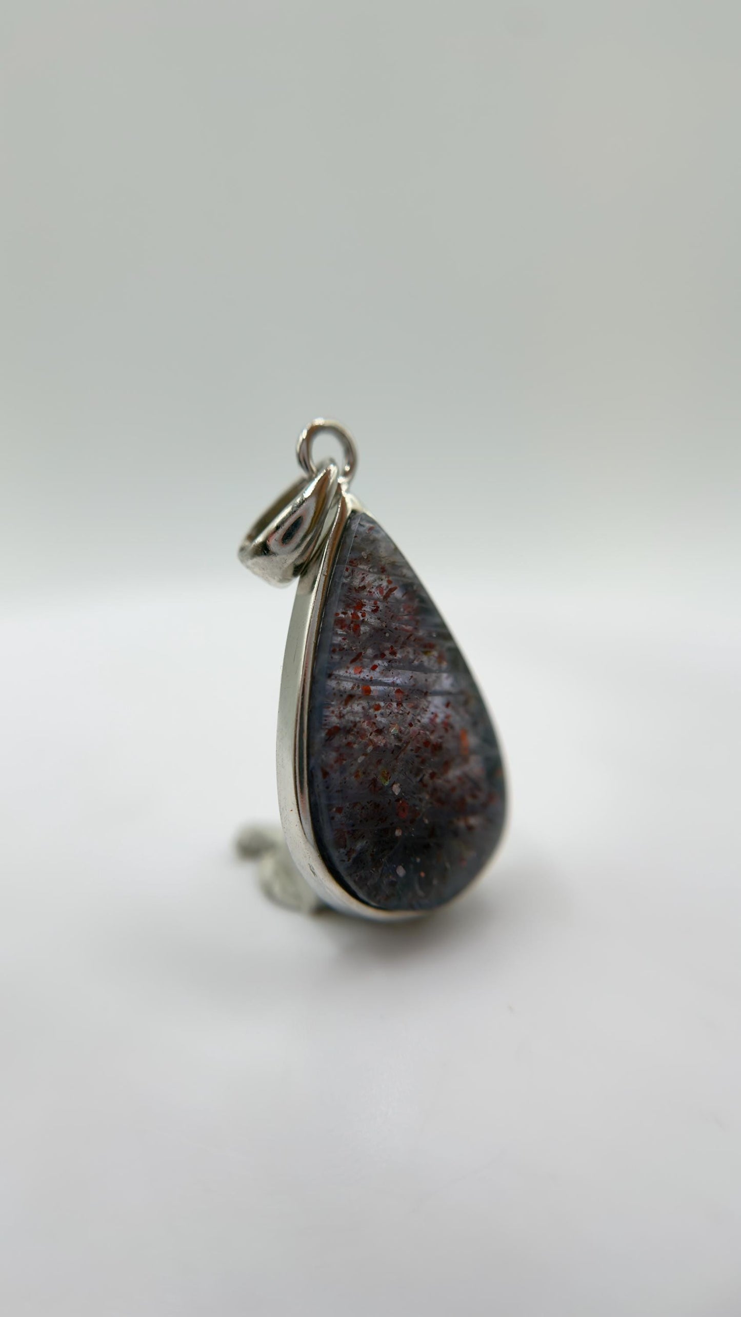 Lattice Sunstone Pendant Rare Gemstone Silver Necklace Natural Sparkling Stone Unique Jewelry Gift