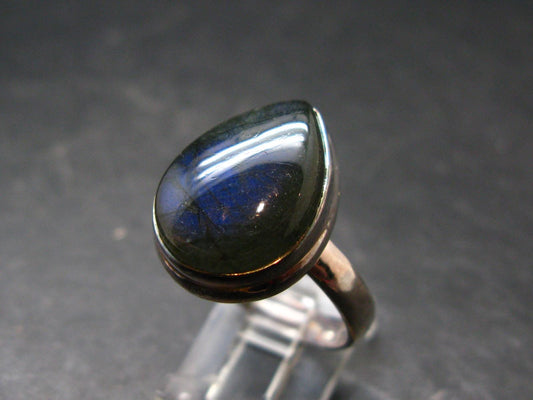 Labradorite Cabochon Silver Ring From Madagascar - 7.03 Grams - Size 10