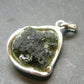Moldavite Tektite Silver Clover Pendant from Czech Republic - 1.2" - 5.4 Grams