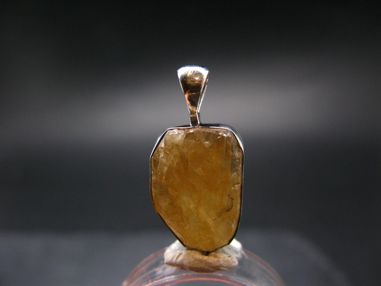 Large Natural Agni Gold Danburite Sterling Silver Pendant from Tanzania - 1.0" - 3.30 Grams