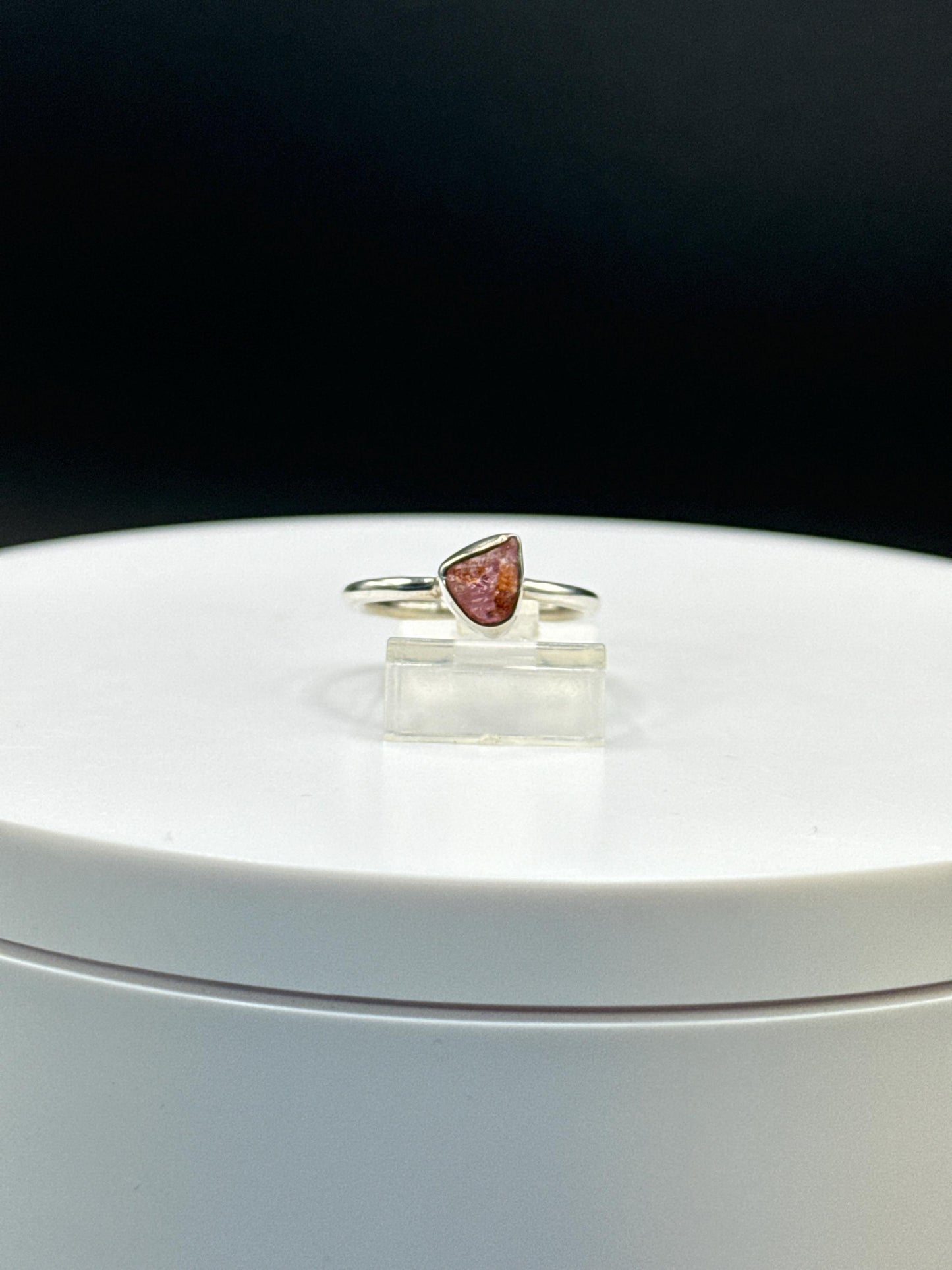 Pezzottaite Sterling Silver Ring – Natural Pink Gemstone - Size 6