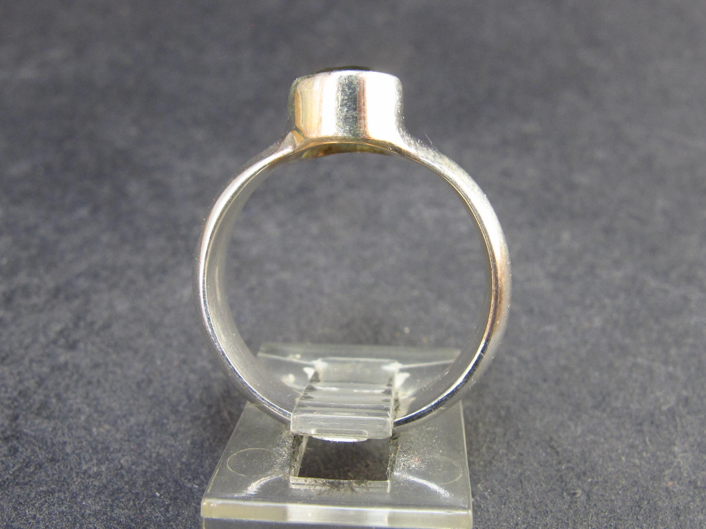 Moldavite Tektite Facetted Silver Ring from Czech Republic - Size 8 - 5.20 Grams