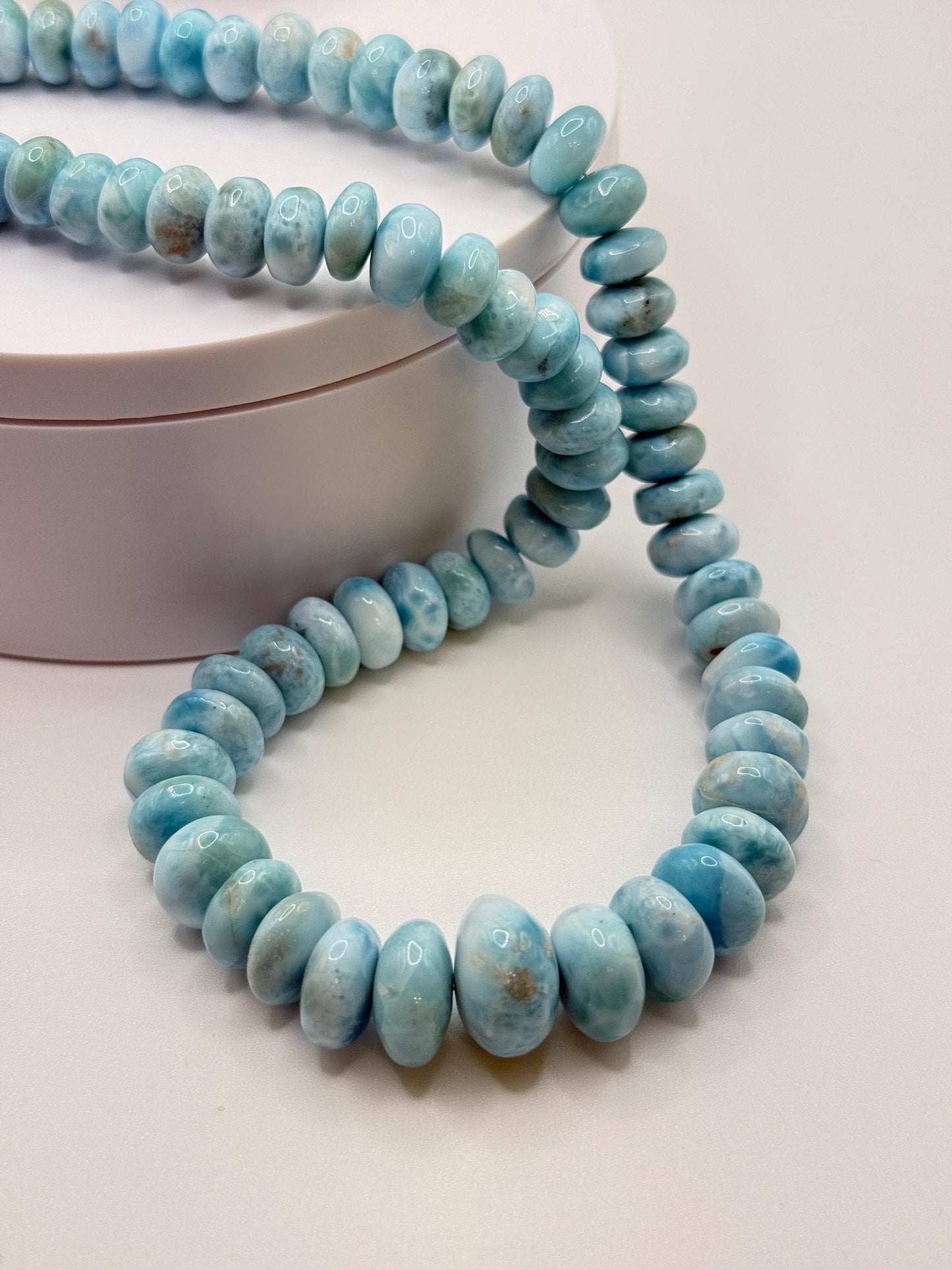 Larimar Bead Necklace Natural Blue Stone Necklace Ocean Inspired Jewelry Gift