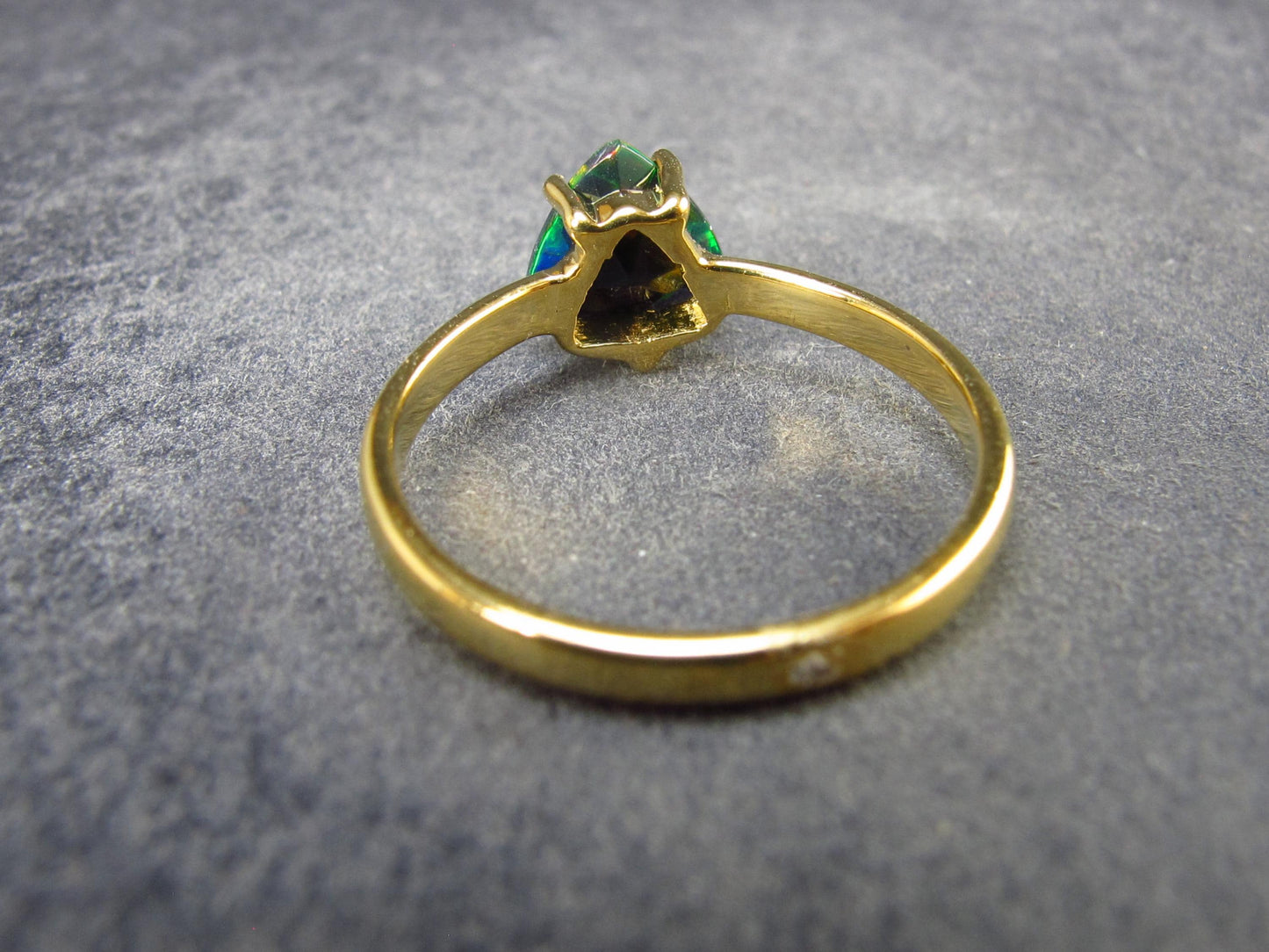 Rare Black Opal Gold Plated Silver Ring from Australia - Size 7.75 - 1.89 Grams