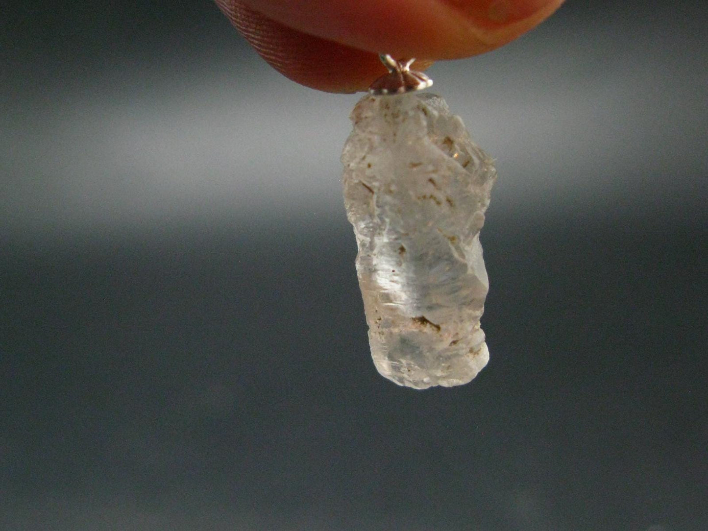 Rare Terminated Gemmy Nirvana (Pink Ice) Quartz Crystal Silver Pendant from the Himalayas - 1.0" - 1.75 Grams