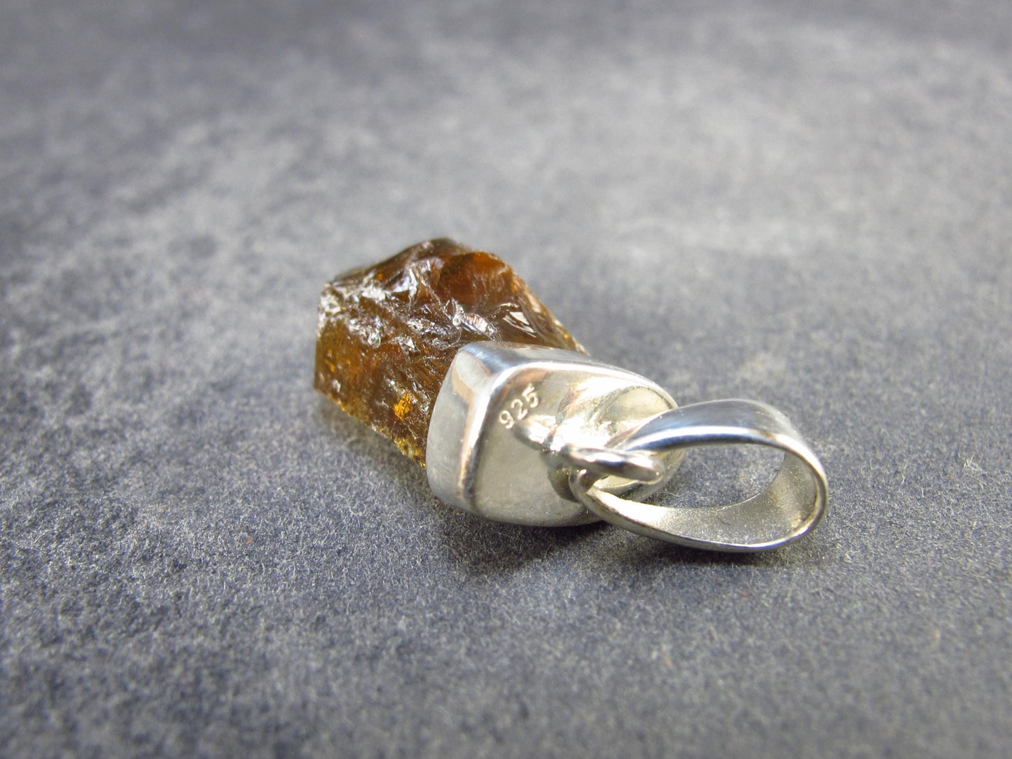 Natural Unheated Citrine Sterling Silver Pendant from Zambia - 1.1" - 2.50 Grams