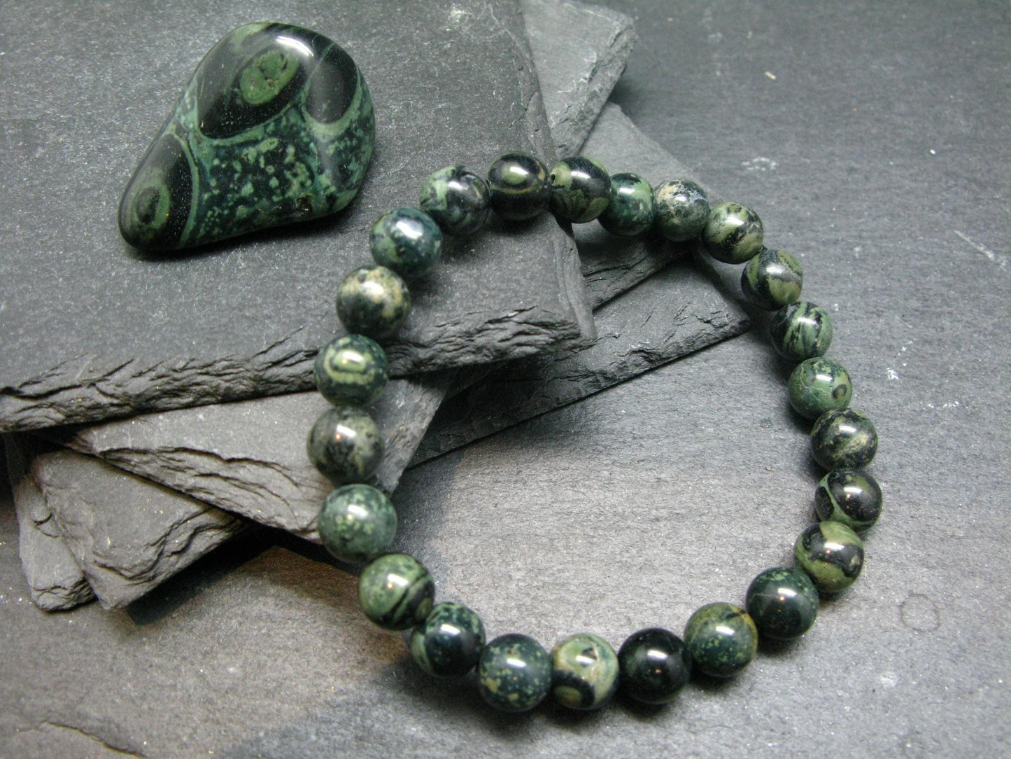 Kambaba Jasper Genuine Bracelet ~ 7 Inches ~ 8mm Round Beads