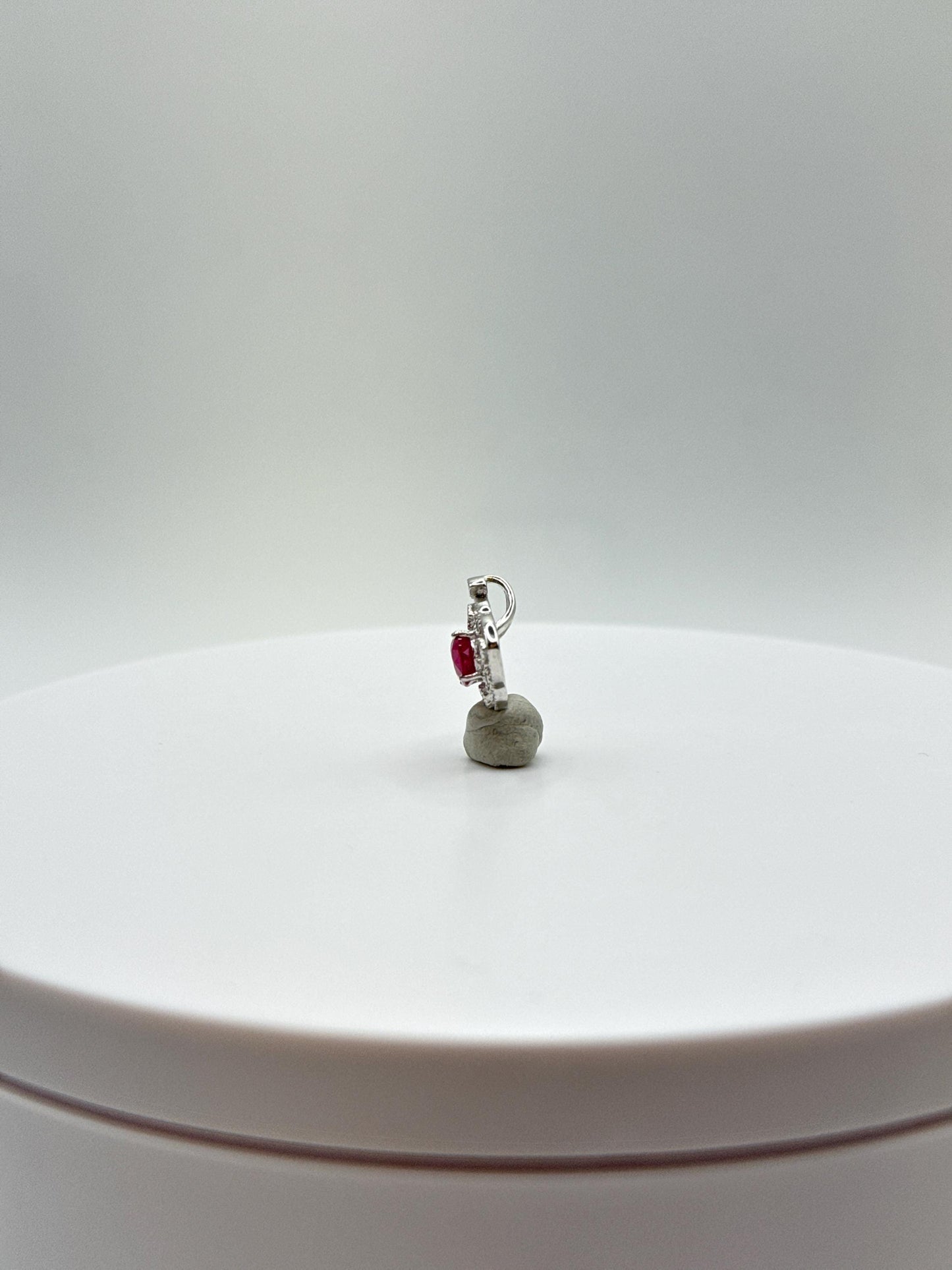 Ruby Flower Pendant | Sterling Silver, Cubic Zirconia, July Birthstone