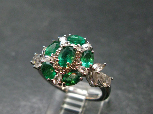Emerald Faceted Silver Ring from Colombia - 4.51 Grams Total - Size 7.25