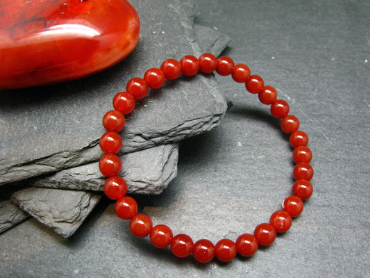 Carnelian Genuine Bracelet ~ 7 Inches ~ 6mm Round Beads