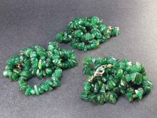 Lot of 3 Green Aventurine Tumbled Beads Necklaces from India - 18"
